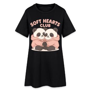 Mignons pandas en sweat à capuche – Art du club Soft Hearts - Robe T-shirt Femme - noir - Devant