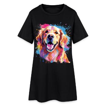 Golden Retriever Hund Spritzkunst bunt - Frauen T-Shirt-Kleid - Schwarz - Vorne