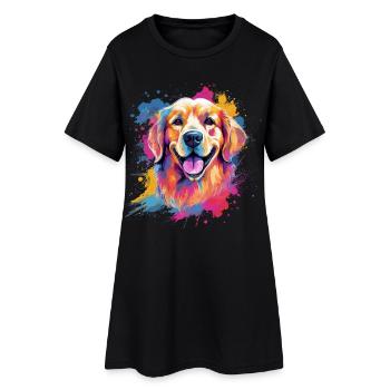 Splash Art Golden Retriever - Robe T-shirt Femme - noir - Devant