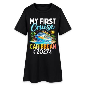Ma première croisière dans les Caraïbes 2027 - Robe T-shirt Femme - noir - Devant