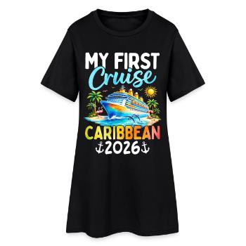 Ma première croisière dans les Caraïbes 2026 - Robe T-shirt Femme - noir - Devant