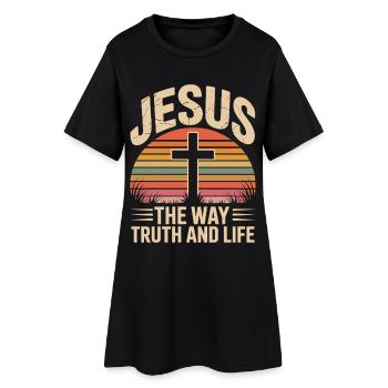 Jésus, la voie de la vérité, la vie chrétienne - Robe T-shirt Femme - noir - Devant