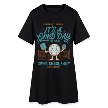 Pickleball-lustiger Spieler – Good Day Time To Play - Frauen T-Shirt-Kleid - Schwarz - Vorne