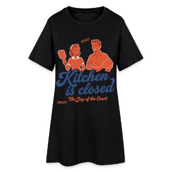 Pickleball Lustige Spielerküche, die Liebe ist geschlossen - Frauen T-Shirt-Kleid - Schwarz - Vorne