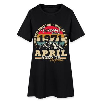 Avril 1971 Vintage Cadeau D'anniversaire - Robe T-shirt Femme - noir - Devant