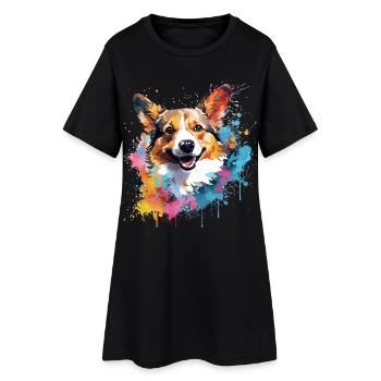 Art éclaboussé de chien corgi gallois de Pembroke coloré - Robe T-shirt Femme - noir - Devant