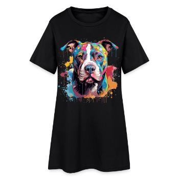 Art éclaboussant coloré de Pitbull Dog - Robe T-shirt Femme - noir - Devant