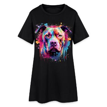 Art éclaboussuré de Pitbull Dog Coloré - Robe T-shirt Femme - noir - Devant