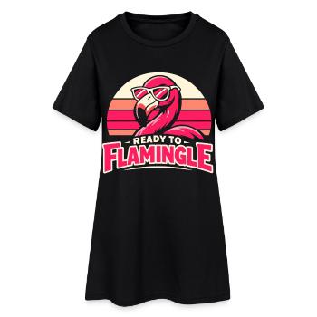 Motif rétro des lunettes flamants roses - Robe T-shirt Femme - noir - Devant