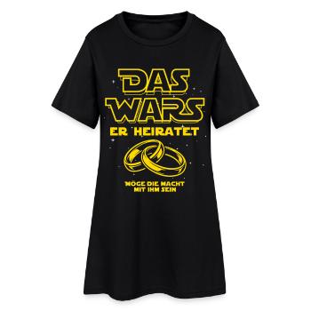 JGA Das Wars. Er heiratet - Eheringe - Frauen T-Shirt-Kleid - Schwarz - Vorne