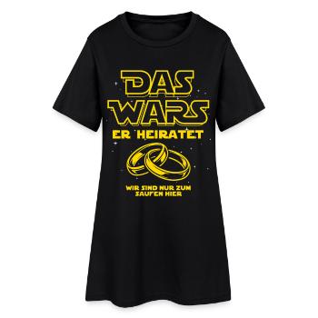 JGA Das Wars. Er heiratet - Eheringe - Frauen T-Shirt-Kleid - Schwarz - Vorne