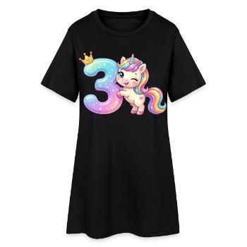 I'm 3 Kawaii Unicorn Girl Birthday - Women’s T-Shirt Dress - black - Front