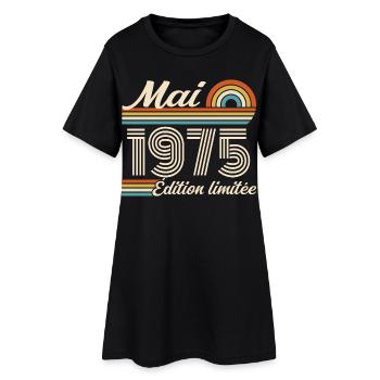 Cadeau Anniversaire 51 ans - Né mai 1975 - Robe T-shirt Femme - noir - Devant