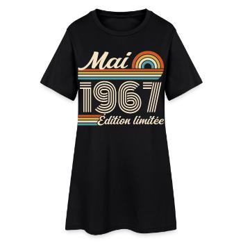 Cadeau Anniversaire 59 ans - Né mai 1967 - Robe T-shirt Femme - noir - Devant