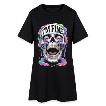 T-shirt de crâne Streetwear Crâne - Je vais bien - Robe T-shirt Femme - noir - Devant