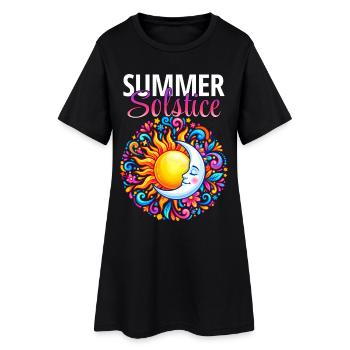 Litha Pagan: Sommersonnenwende, Mittsommer, Mittsommer, Mittsommer. - Frauen T-Shirt-Kleid - Schwarz - Vorne