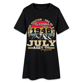 Juli 1946 Vintage-Retro-Geburtstagsgeschenk - Frauen T-Shirt-Kleid - Schwarz - Vorne
