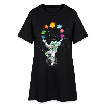 Chemise d’astronaute jonglant avec les planètes - Robe T-shirt Femme - noir - Devant