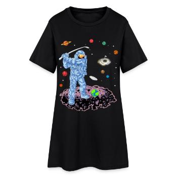 Chemise de golf spatial Astronaute - Robe T-shirt Femme - noir - Devant