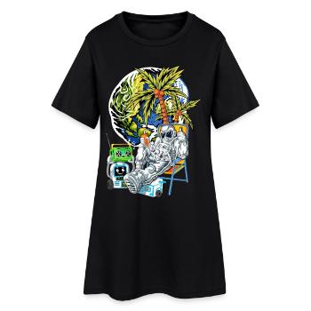 Astronaut Moon Vacation Shirt - Women’s T-Shirt Dress - black - Front