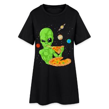 Alien Pizza Space Shirt - Robe T-shirt Femme - noir - Devant