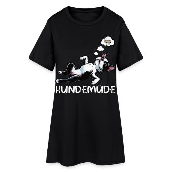 Hundemüde Boston Terrier Boston terrier besitzer  - Frauen T-Shirt-Kleid - Schwarz - Vorne