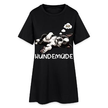 Hundemüde Boston Terrier Boston terrier besitzer  - Frauen T-Shirt-Kleid - Schwarz - Vorne