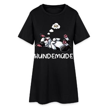 Hundemüde Boston Terrier Boston terrier besitzer  - Frauen T-Shirt-Kleid - Schwarz - Vorne