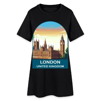 London Skyline UK Big Ben Reiseillustration - Frauen T-Shirt-Kleid - Schwarz - Vorne
