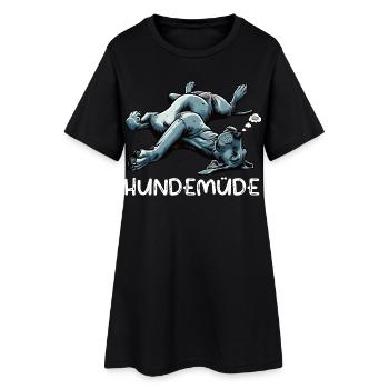 Hundemüde Deutsche Dogge Doggen Doggenbesitzer  - Frauen T-Shirt-Kleid - Schwarz - Vorne