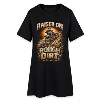 Dirtbike Dirt Bike Motocross Raised On Rough Dirt - Women’s T-Shirt Dress - black - Front