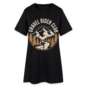 Gravel Bike Abenteuer Shirt Mountain Cycling - Frauen T-Shirt-Kleid - Schwarz - Vorne