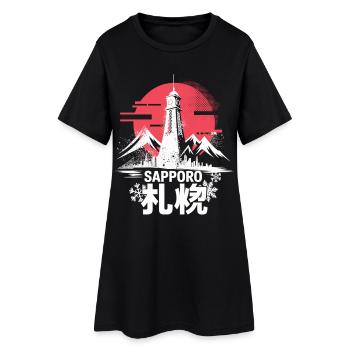 Sapporo Hokkaido Japan Retro Stadt Shirt - Frauen T-Shirt-Kleid - Schwarz - Vorne