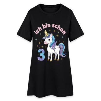 3. Geburtstag Einhorn Mädchen Ich bin schon 3 - Frauen T-Shirt-Kleid - Schwarz - Vorne
