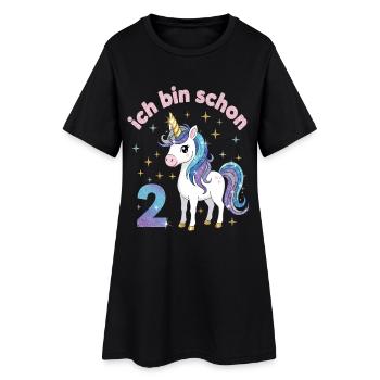 2. Geburtstag Einhorn Mädchen Ich bin schon 2 - Frauen T-Shirt-Kleid - Schwarz - Vorne