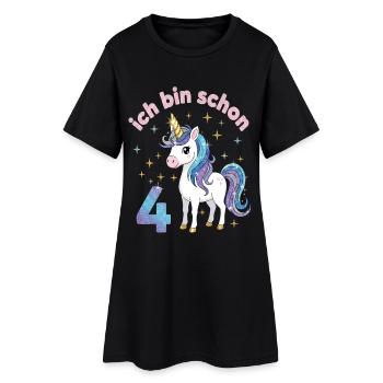 4. Geburtstag Einhorn Mädchen Ich bin schon 4 - Frauen T-Shirt-Kleid - Schwarz - Vorne