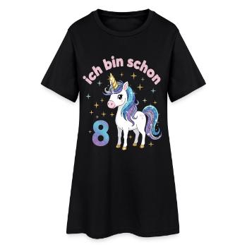 8. Geburtstag Einhorn Mädchen Ich bin schon 8 - Frauen T-Shirt-Kleid - Schwarz - Vorne