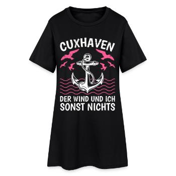 CUXHAVEN DER WIND UND ICH SONST NICHTS Lustig - Frauen T-Shirt-Kleid - Schwarz - Vorne