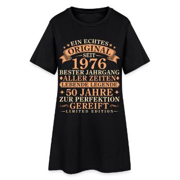 Echtes Original seit 1976 – 50. Geburtstag - Frauen T-Shirt-Kleid - Schwarz - Vorne