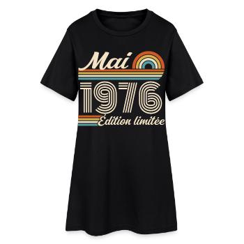 Cadeau Anniversaire 50 ans - Né mai 1976 - Robe T-shirt Femme - noir - Devant