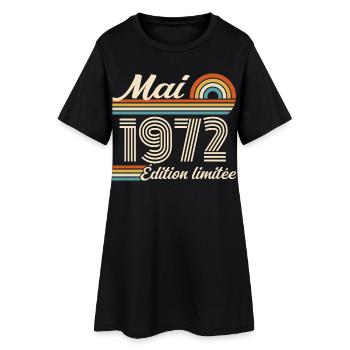 Cadeau Anniversaire 54 ans - Né mai 1972 - Robe T-shirt Femme - noir - Devant