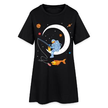 Chemise spatiale de pêche d’astronaute - Robe T-shirt Femme - noir - Devant