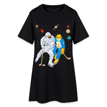 Astronaut Alien Space Hockey Shirt - Women’s T-Shirt Dress - black - Front