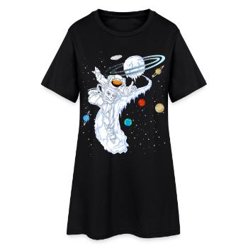 Télé-shirt Astronaut Skiing Planet - Robe T-shirt Femme - noir - Devant