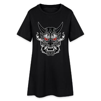Masque Oni Japan démon gothique noir blanc - Robe T-shirt Femme - noir - Devant
