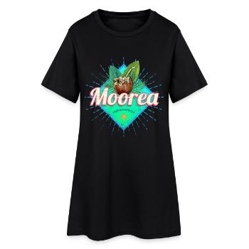 Moorea Französisch-Polynesien Insel Souvenir - Frauen T-Shirt-Kleid - Schwarz - Vorne