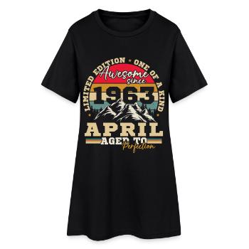 Avril 1963 Vintage Cadeau D'anniversaire - Robe T-shirt Femme - noir - Devant