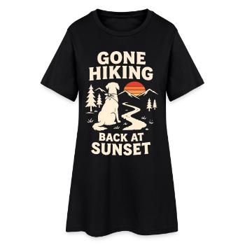 Gone Hiking Back At Sunset Dog Design - Women’s T-Shirt Dress - black - Front