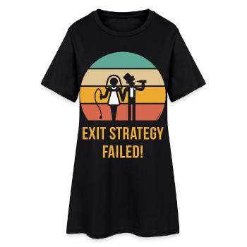 Exit Strategy Failed! (JGA Bräutigam Game Over 5C) - Frauen T-Shirt-Kleid - Schwarz - Vorne
