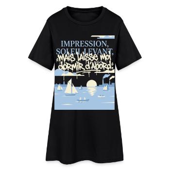Impression, Sommeil Levant : Art Fatigué - Frauen T-Shirt-Kleid - Schwarz - Vorne